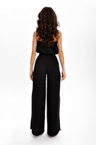 Husufi-Siyah Müslin Yırtmaçlı Pantolon-Pantolon-5-roqelvaxirum.shop