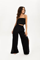 Husufi-Siyah Yırtmaçlı Pantolon-Pantolon-2-roqelvaxirum.shop