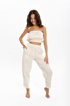 Husufi-V Cross Naturel Şalvar Pantolon-Pantolon-1-roqelvaxirum.shop