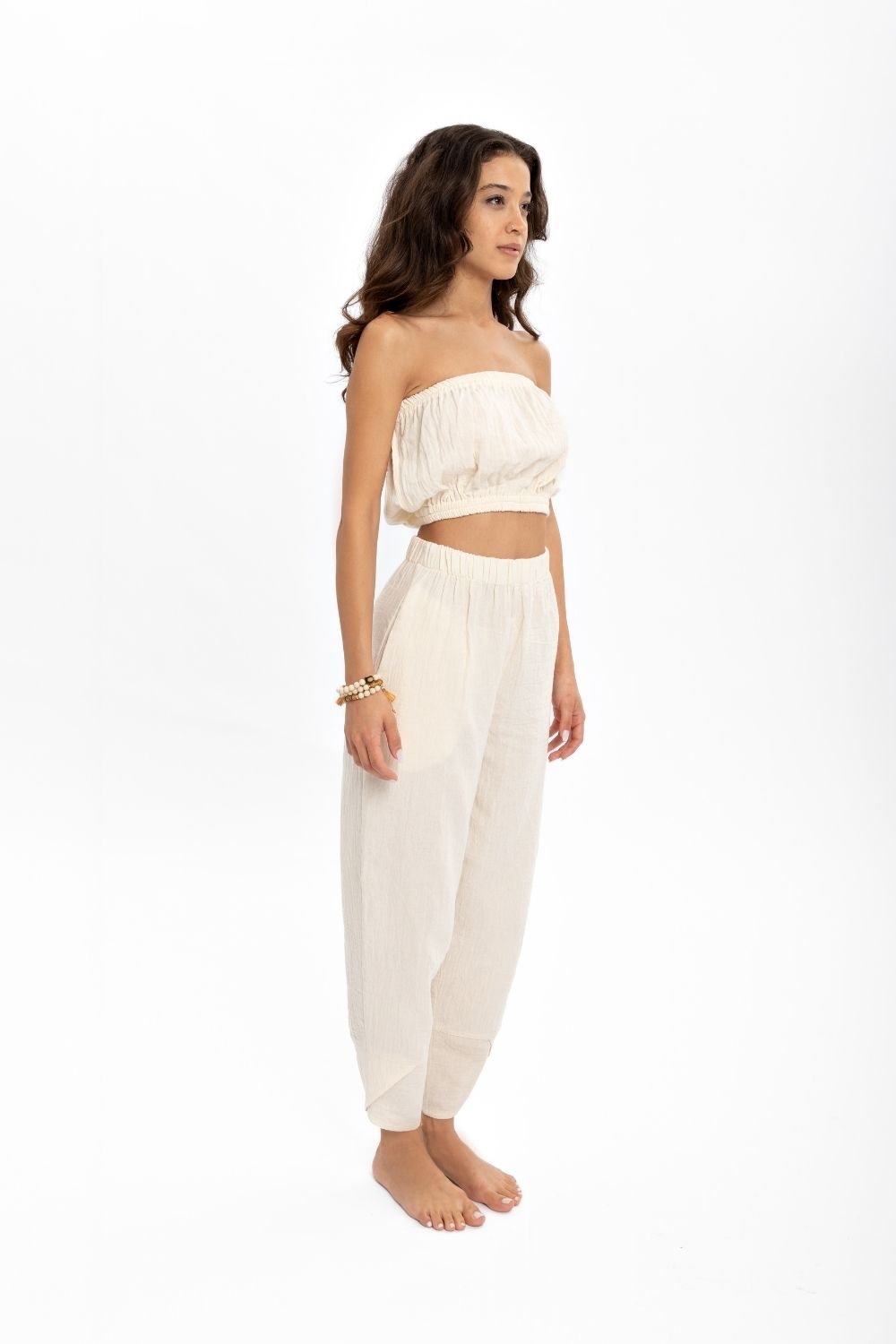 Husufi-V Cross Naturel Şalvar Pantolon-Pantolon-4-roqelvaxirum.shop