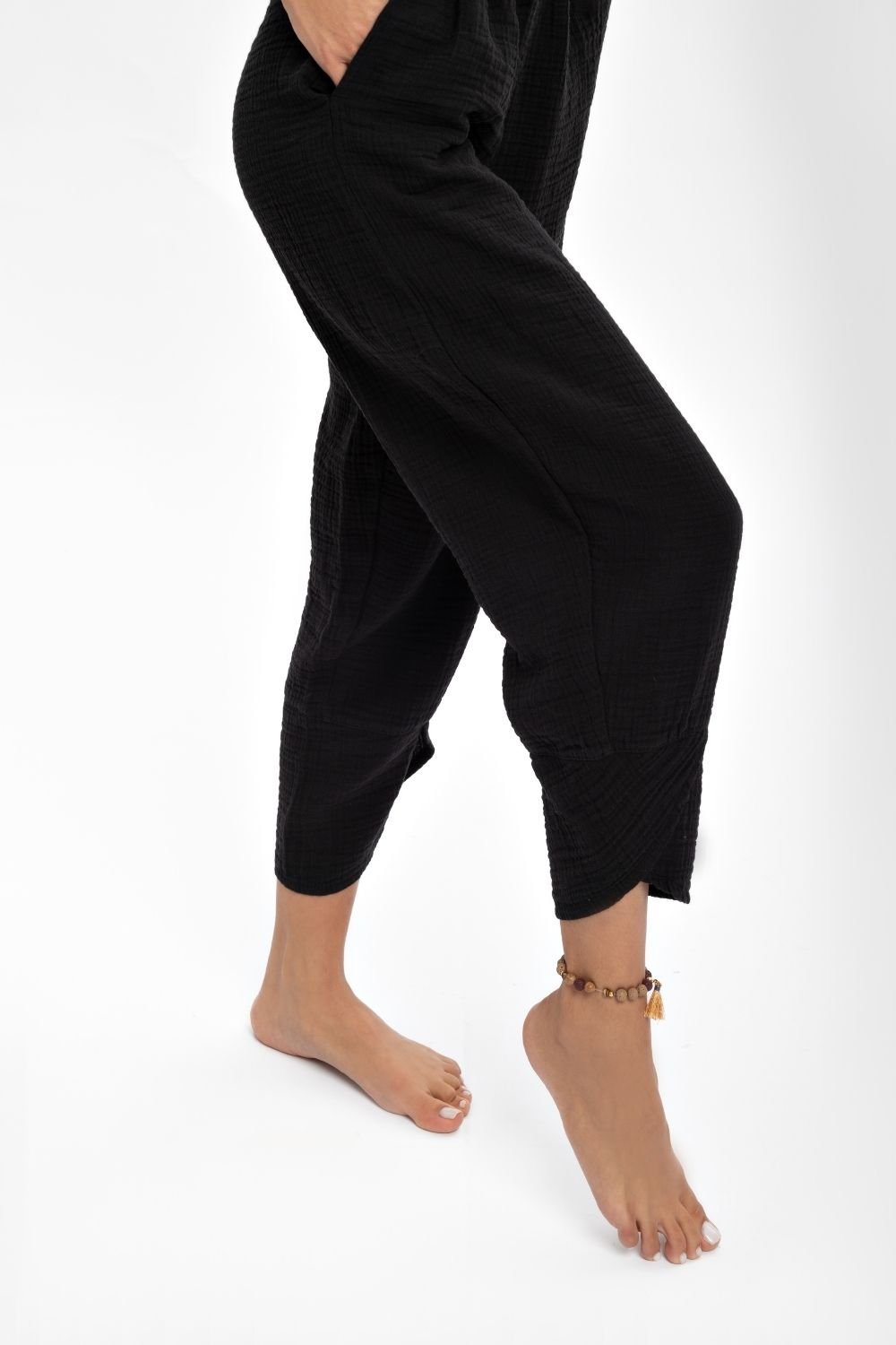 Husufi-V Cross Siyah Şalvar Pantolon-Pantolon-2-roqelvaxirum.shop