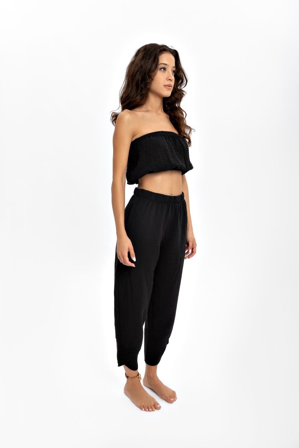 Husufi-V Cross Siyah Şalvar Pantolon-Pantolon-4-roqelvaxirum.shop