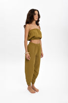 Husufi-V Cross Yeşil Şalvar Pantolon-Pantolon-3-roqelvaxirum.shop
