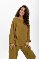 Husufi-Yeşil Bürümcüklü Sweatshirt-Sweatshirts & Hoodies-1-roqelvaxirum.shop