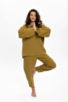 Husufi-Yeşil Bürümcüklü Sweatshirt-Sweatshirts & Hoodies-4-roqelvaxirum.shop