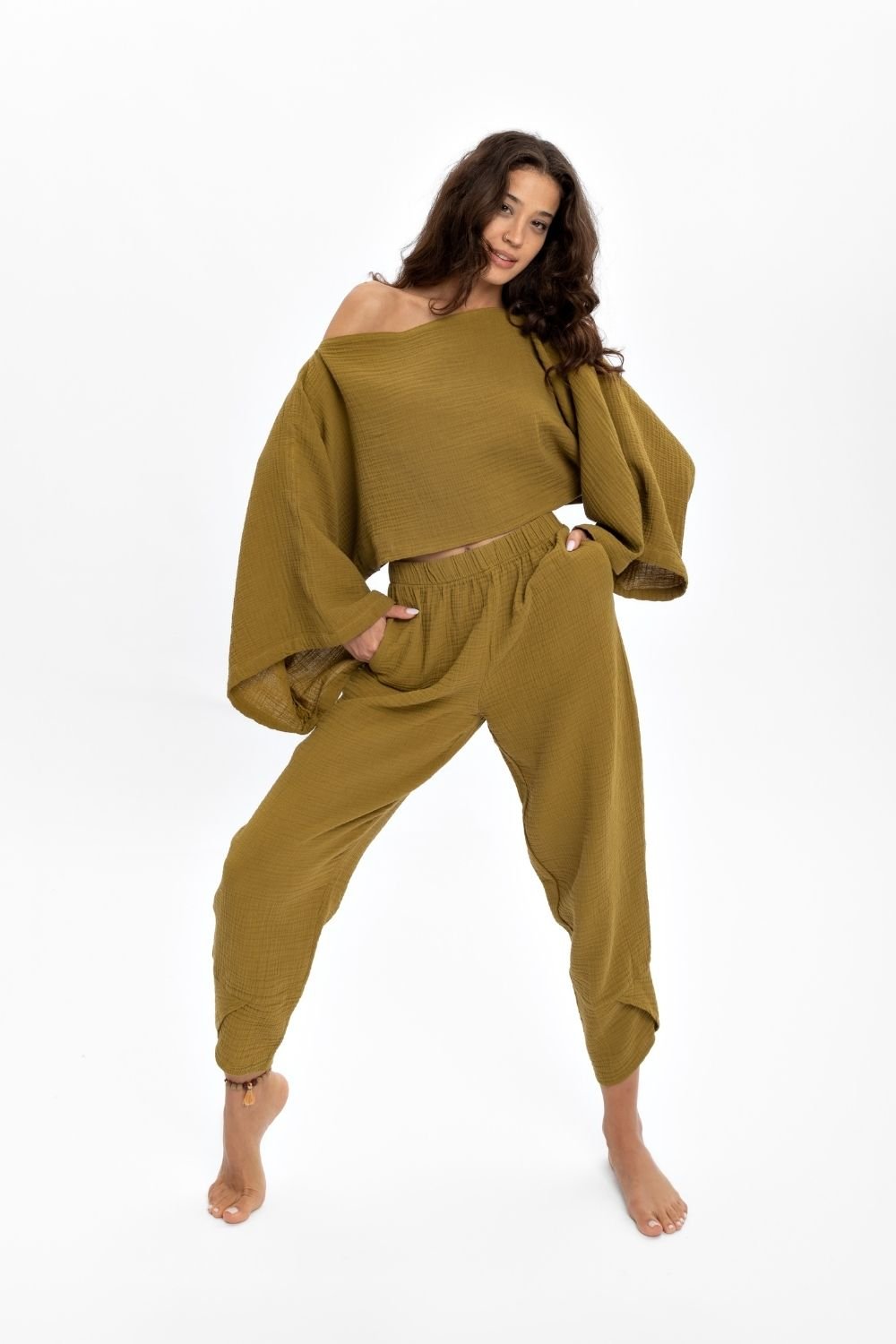 Husufi-Yeşil Crop Bluz-Top-3-roqelvaxirum.shop