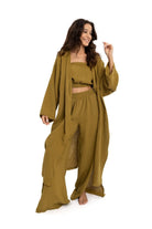 Husufi-Yeşil Müslin Yırtmaçlı Pantolon-Pantolon-3-roqelvaxirum.shop