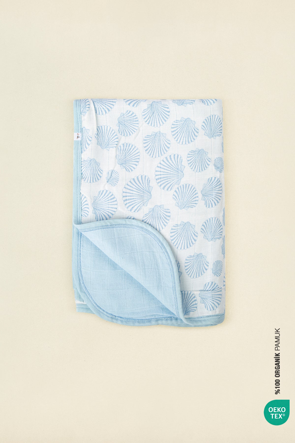 İRYA-Bebemarin Seashell Müslin Battaniye 120X120 Mavi-Battaniye-3-roqelvaxirum.shop