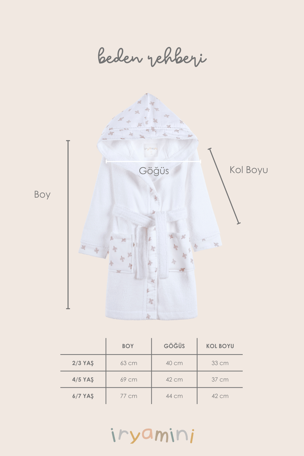 İRYA-Birdie Organik Pamuk Müslin Detaylı Çocuk Bornoz Beyaz-Bornoz-6-roqelvaxirum.shop