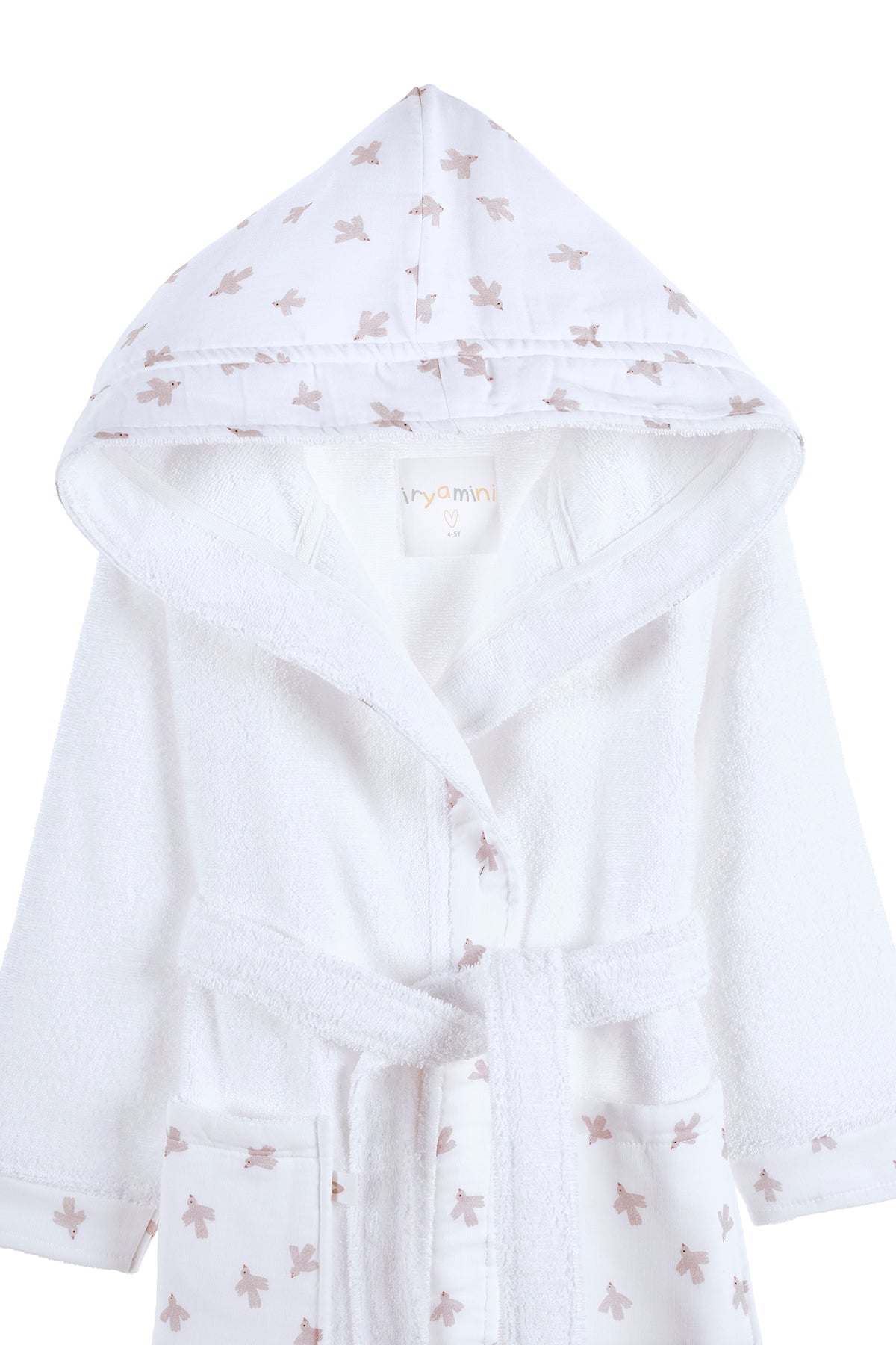 İRYA-Birdie Organik Pamuk Müslin Detaylı Çocuk Bornoz Beyaz-Bornoz-7-roqelvaxirum.shop