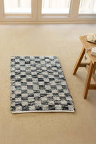 İRYA-Checker Denim Kilim Ekru/İNdigo 60X90-Banyo Paspası-2-roqelvaxirum.shop