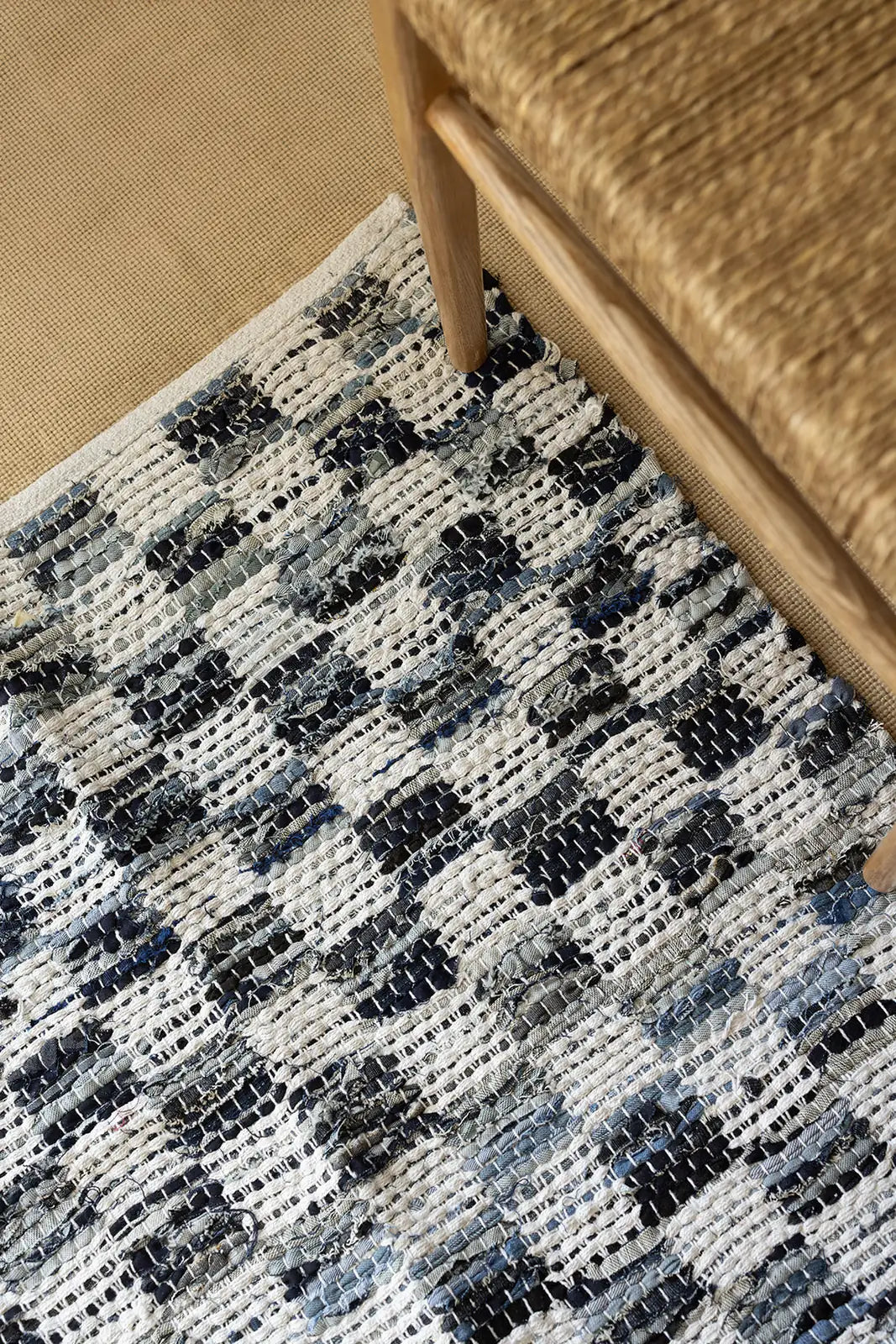 İRYA-Checker Denim Kilim Ekru/İNdigo 80X150-Kilim-2-roqelvaxirum.shop