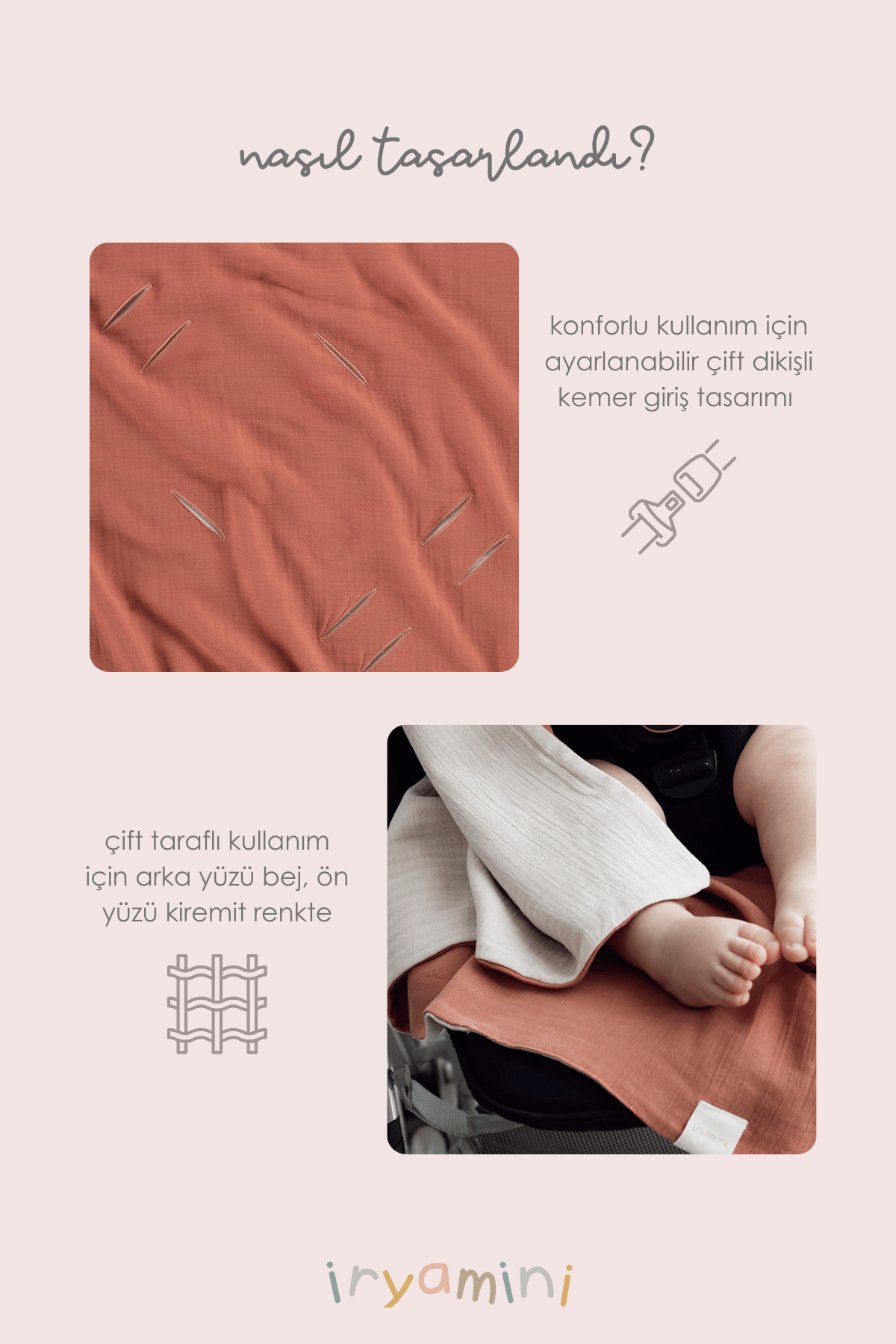 İRYA-Colors Of Joy Organik Pamuk Müslin 2 Katlı Puset Örtüsü Kiremit 85X85-Müslin Örtü-5-roqelvaxirum.shop