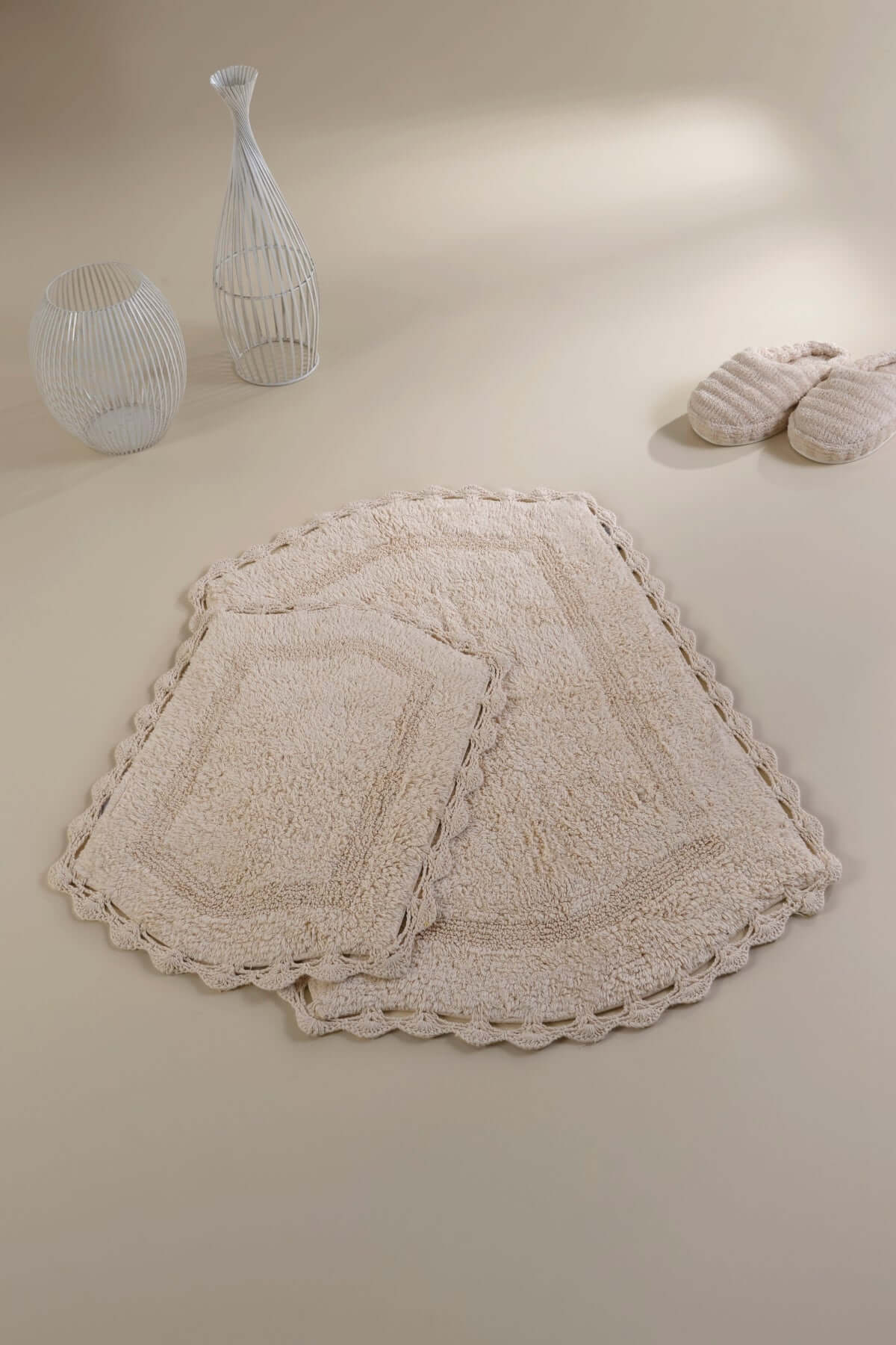 İRYA-Dale 2’Li Takım Banyo Paspası %100 Pamuk 40X60 + 60X90 Bej-Paspas-4-roqelvaxirum.shop
