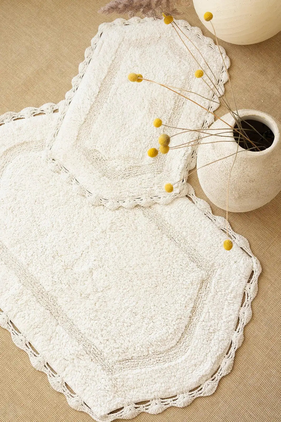 İRYA-Dale 2’Li Takım Banyo Paspası %100 Pamuk 40X60 + 60X90 Ekru-Paspas-2-roqelvaxirum.shop