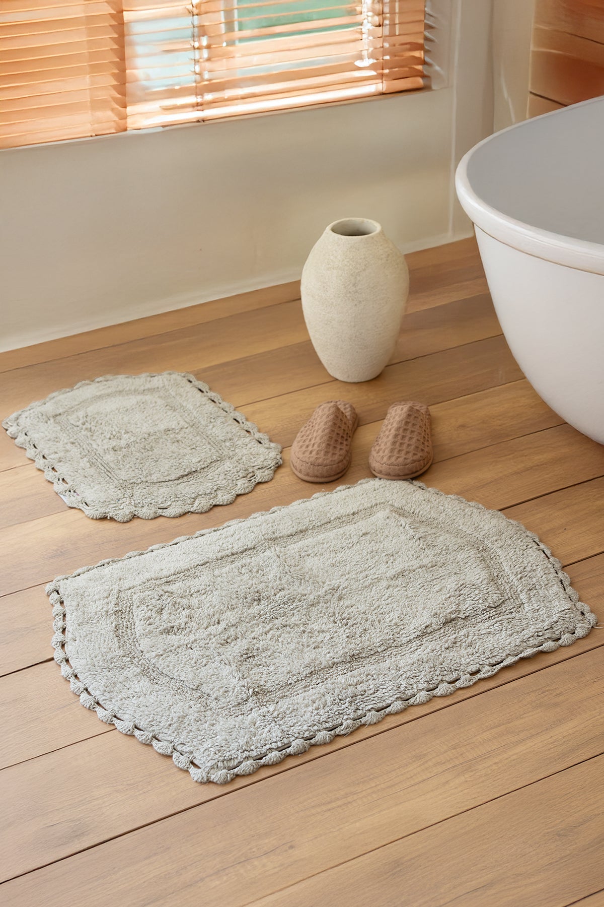 İRYA-Dale 2’Li Takım Banyo Paspası %100 Pamuk 40X60 + 60X90 Gri-Paspas-1-roqelvaxirum.shop