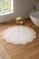 İRYA-Doreen Yuvarlak Banyo Paspası %100 Pamuk 90X90 Pembe-Paspas-1-roqelvaxirum.shop