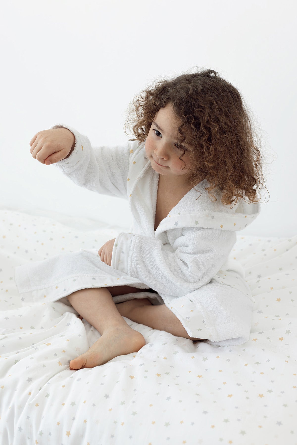 İRYA-Dreamer Organik Pamuk Müslin Detaylı Çocuk Bornoz Beyaz-Bornoz-3-roqelvaxirum.shop