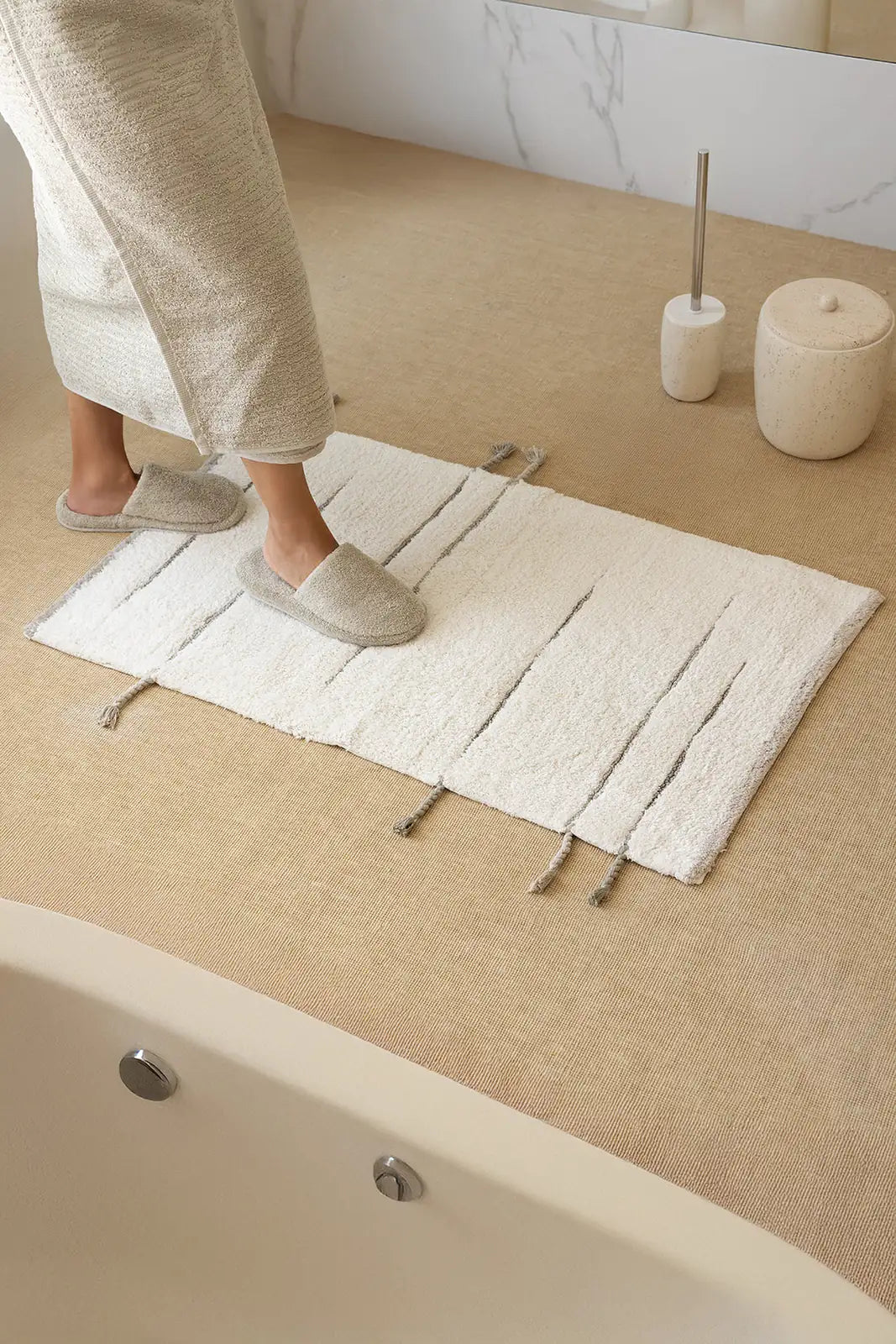 İRYA-Earth Tekli Banyo Paspası %100 Pamuk 50X80 Cm Yeşil-Paspas-2-roqelvaxirum.shop