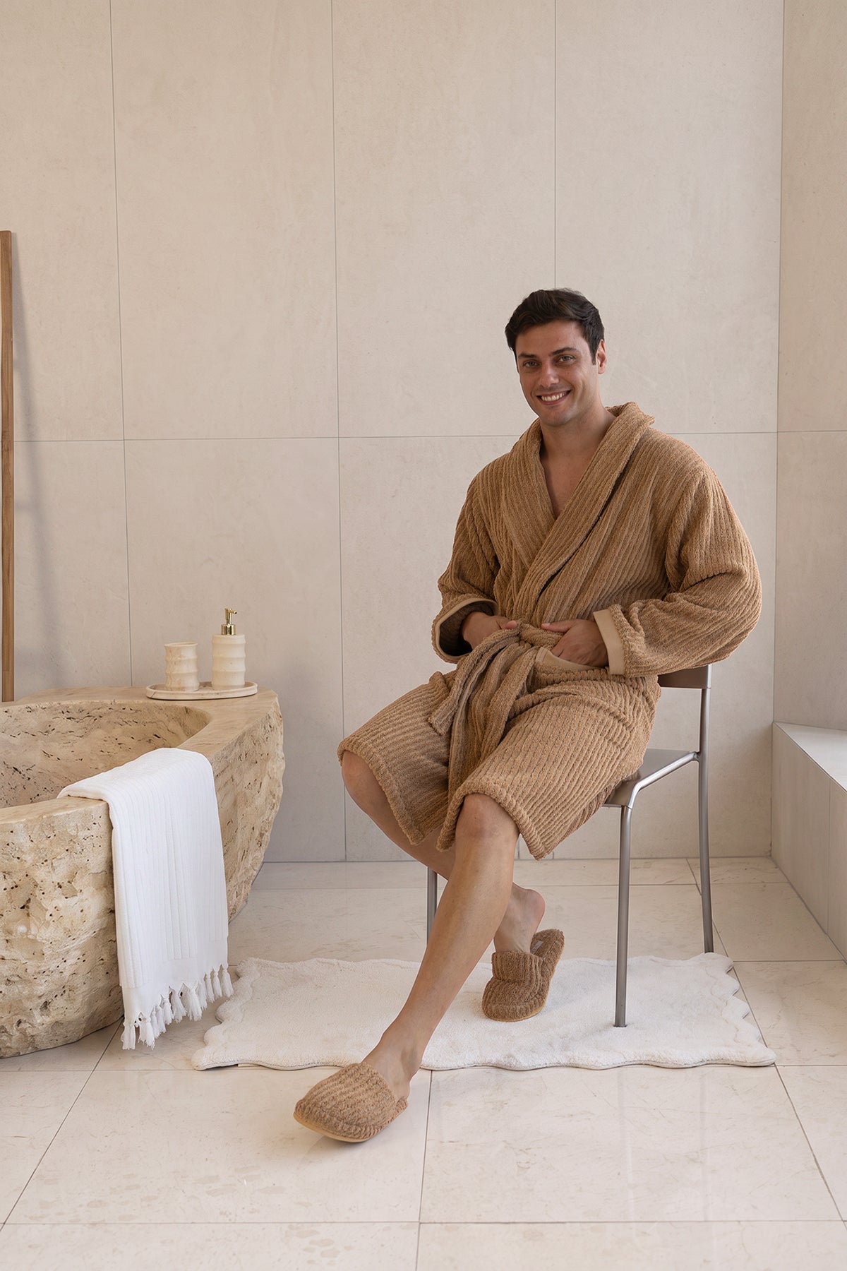 Ege %100 Pamuk Erkek Bornoz Warm Clay