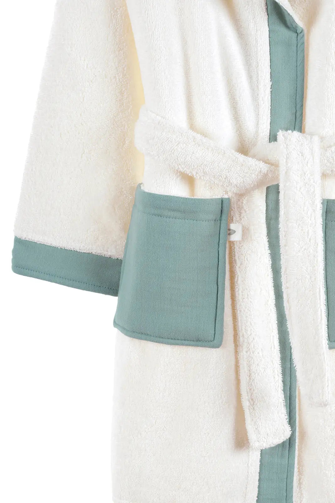 İRYA-Joy Of Colors Organik Pamuk Müslin Detaylı Çocuk Bornoz Mint-Bornoz-7-roqelvaxirum.shop