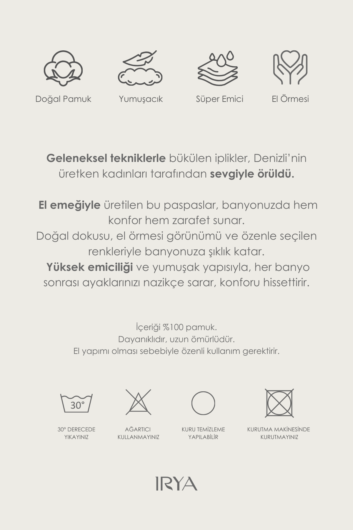 İRYA-Lavish El Örmesi Tekli Banyo Paspası %100 Pamuk 50X70 Siyah-Paspas-8-roqelvaxirum.shop