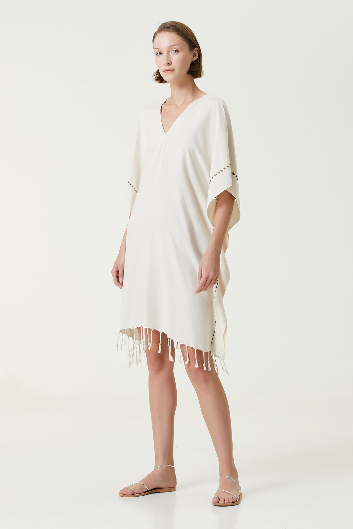İRYA-Layla V Yaka Elbise Bej-Elbise-3-roqelvaxirum.shop