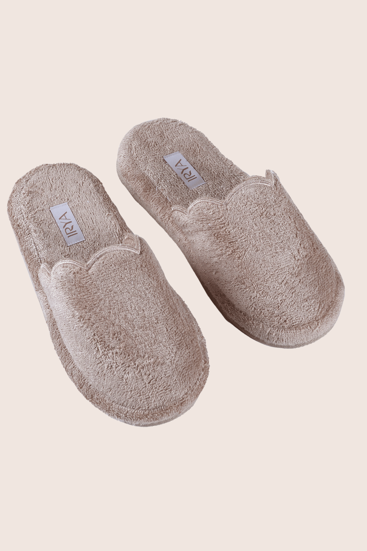İRYA-Lindy Bambu Kalın Tabanlı Havlu Terlik Bej-Sandalet & Terlik-3-roqelvaxirum.shop