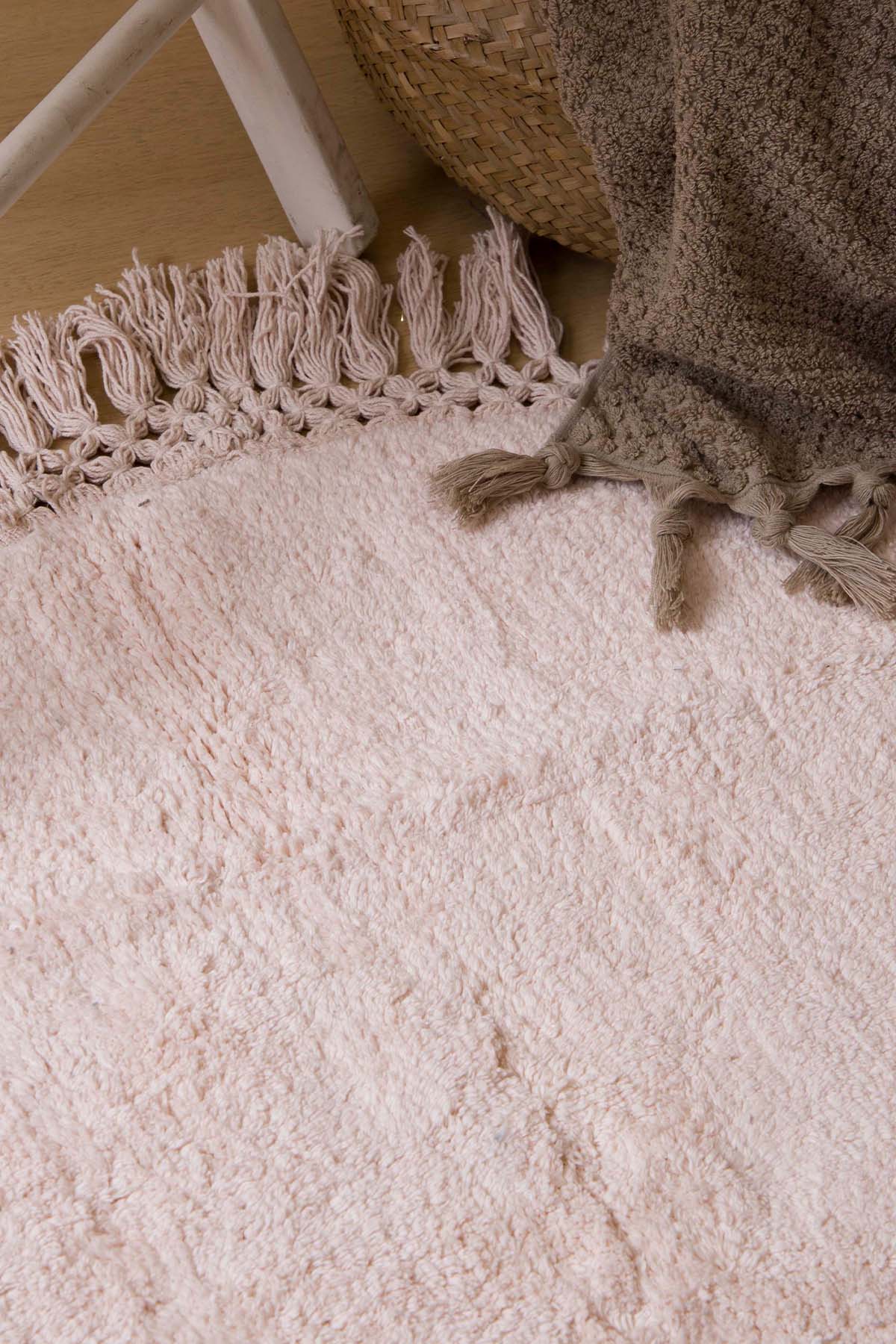 İRYA-Lora Yuvarlak Banyo Paspası %100 Pamuk 90X90 Pembe-Paspas-5-roqelvaxirum.shop