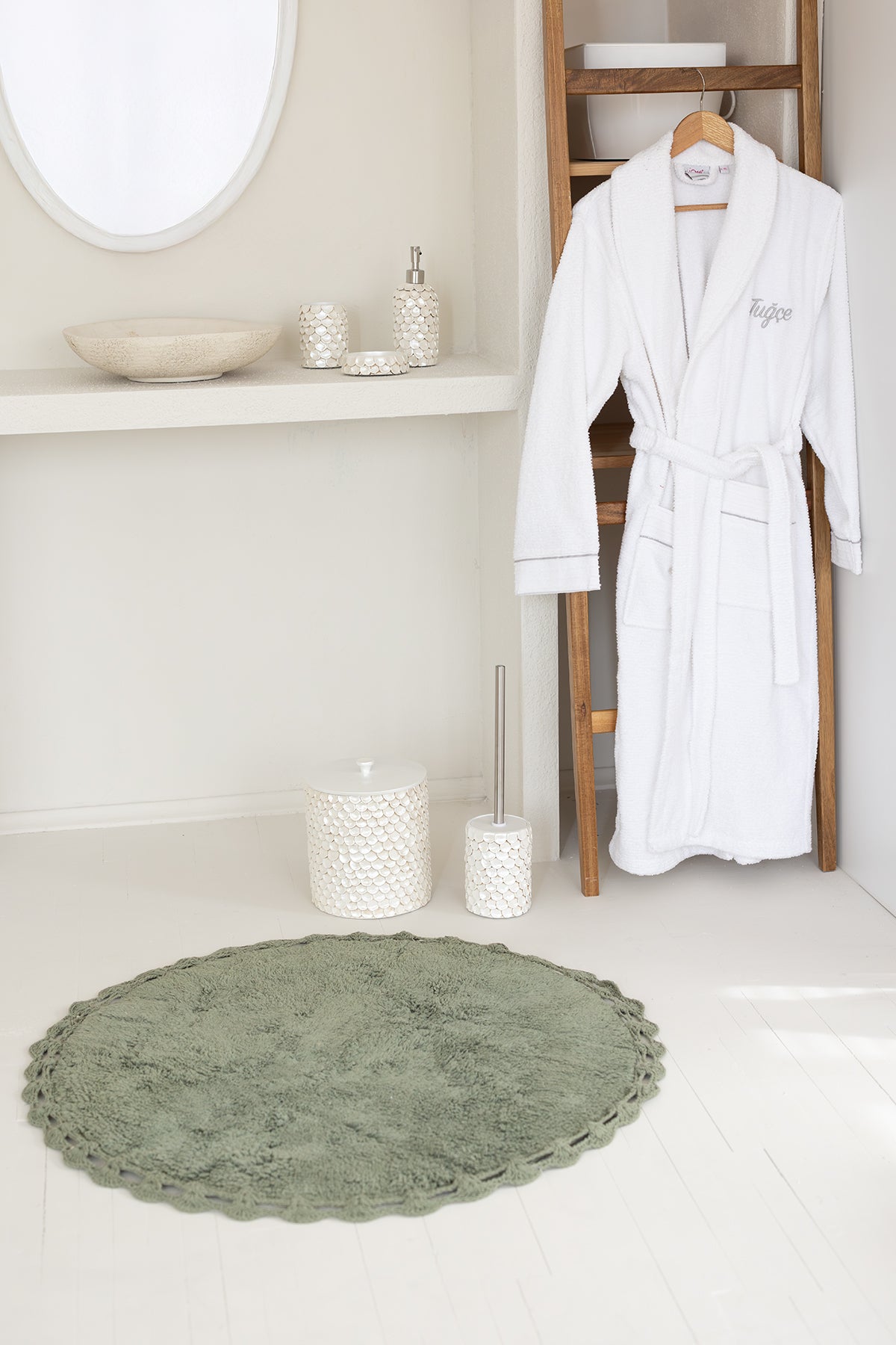 İRYA-Luna Yuvarlak Banyo Paspası %100 Pamuk 90X90 Haki-Paspas-2-roqelvaxirum.shop