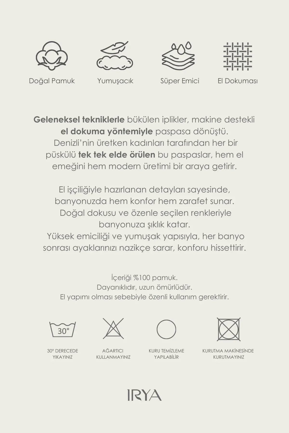 İRYA-Neveda Tekli Banyo Paspası %100 Pamuk 60X90 Pembe-Paspas-4-roqelvaxirum.shop
