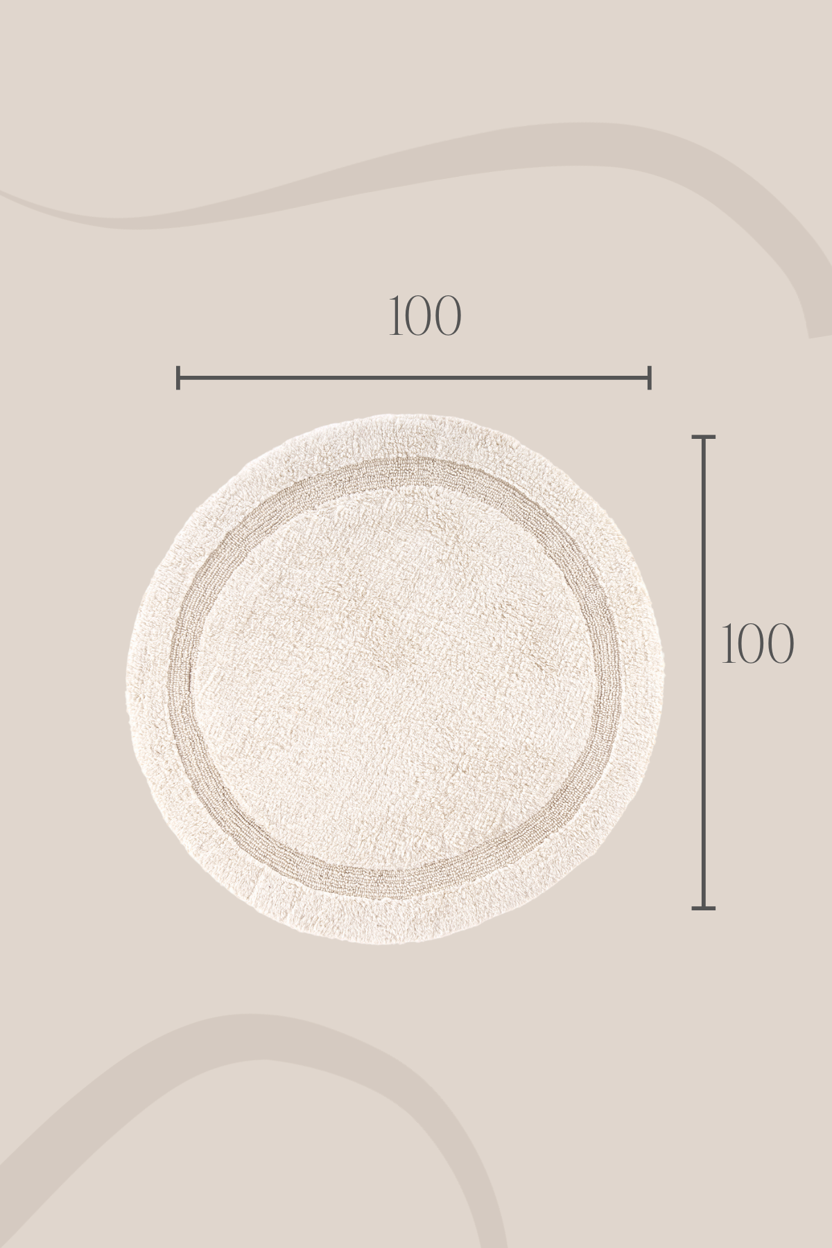 İRYA-Puffed Yuvarlak Banyo Paspası %100 Pamuk 100X100 Ekru-Banyo Paspası-4-roqelvaxirum.shop