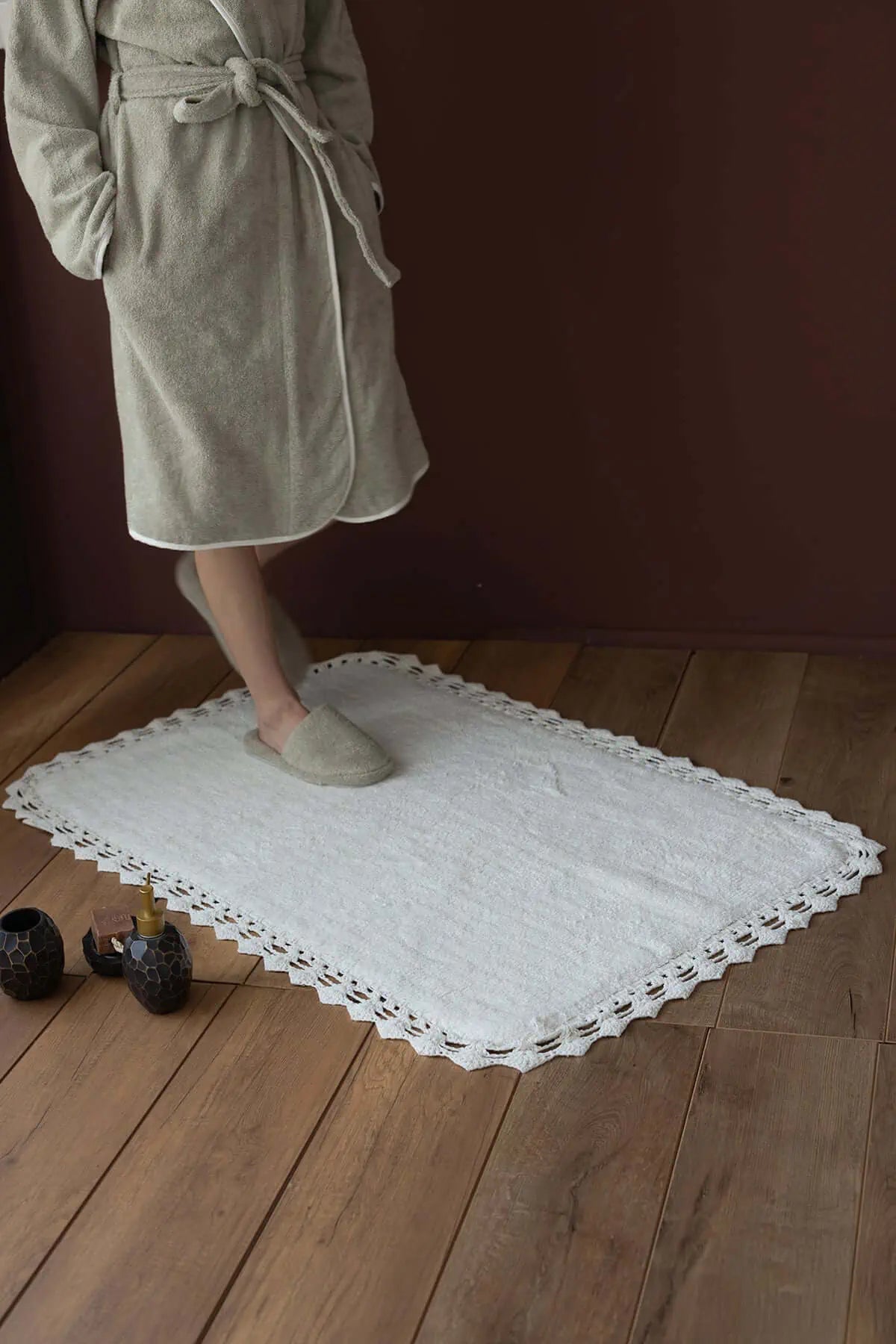 İRYA-Rona Tekli Banyo Paspası Ekru %100 Pamuk 70X110-Paspas-1-roqelvaxirum.shop