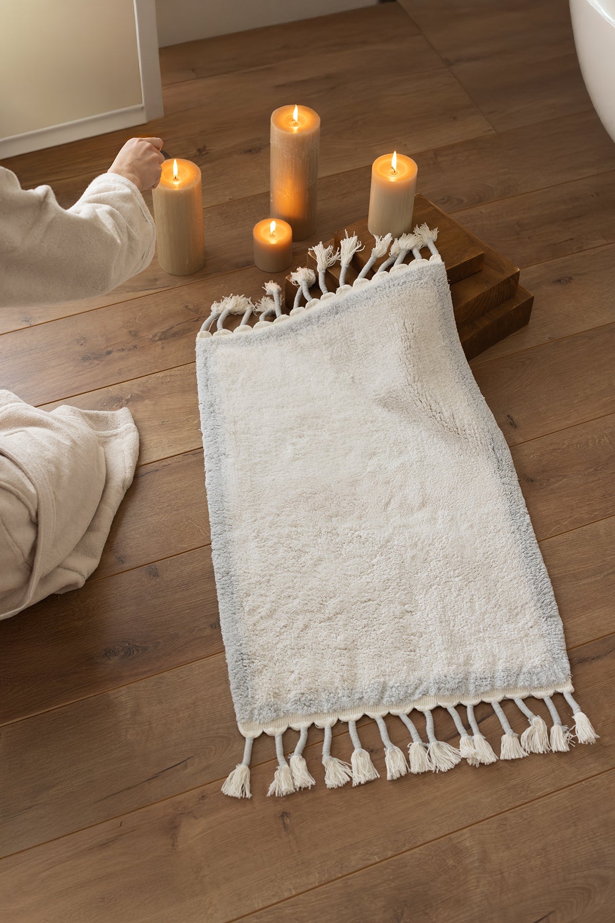 İRYA-Root Tekli Banyo Paspası %100 Pamuk 50X80 Cm Buz Mavi-Paspas-1-roqelvaxirum.shop