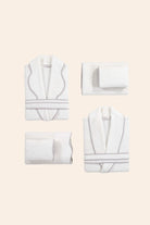 Scallop %100 Pamuk 6 Parça Aile Banyo Seti Ecru+Stone Gray