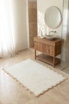 Scallop Tekli Bambu Banyo Paspası 100X150 Cm Bej