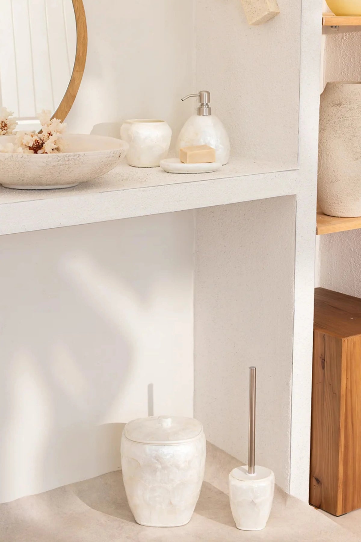 İRYA-Sedef 5 Parça Banyo Seti Ekru-Banyo Düzenleyicileri-2-roqelvaxirum.shop