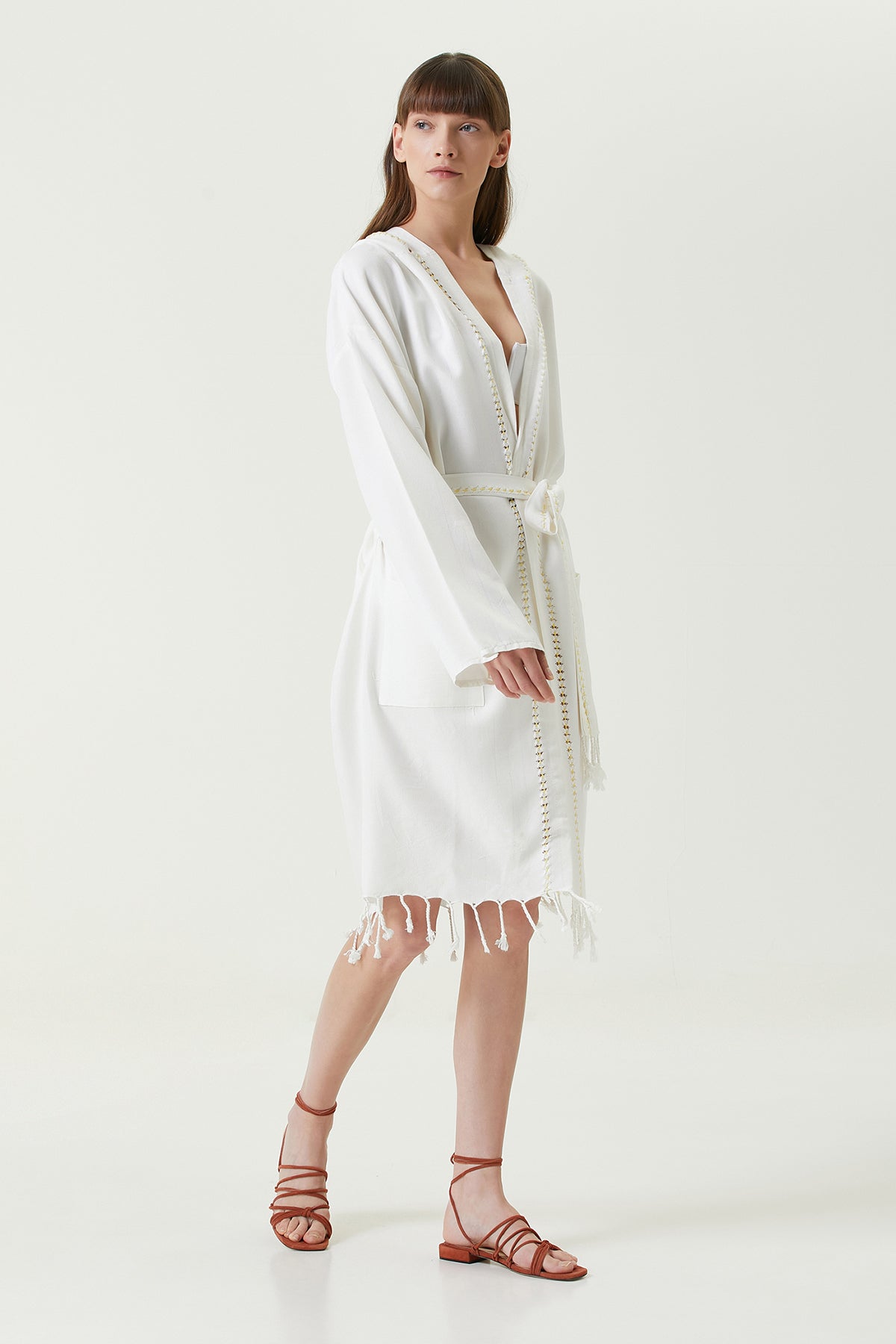 İRYA-Serene Peştamal Kadın Bornoz - Sarı Örgü Ajur-Havlu & Havlu Setleri-5-roqelvaxirum.shop