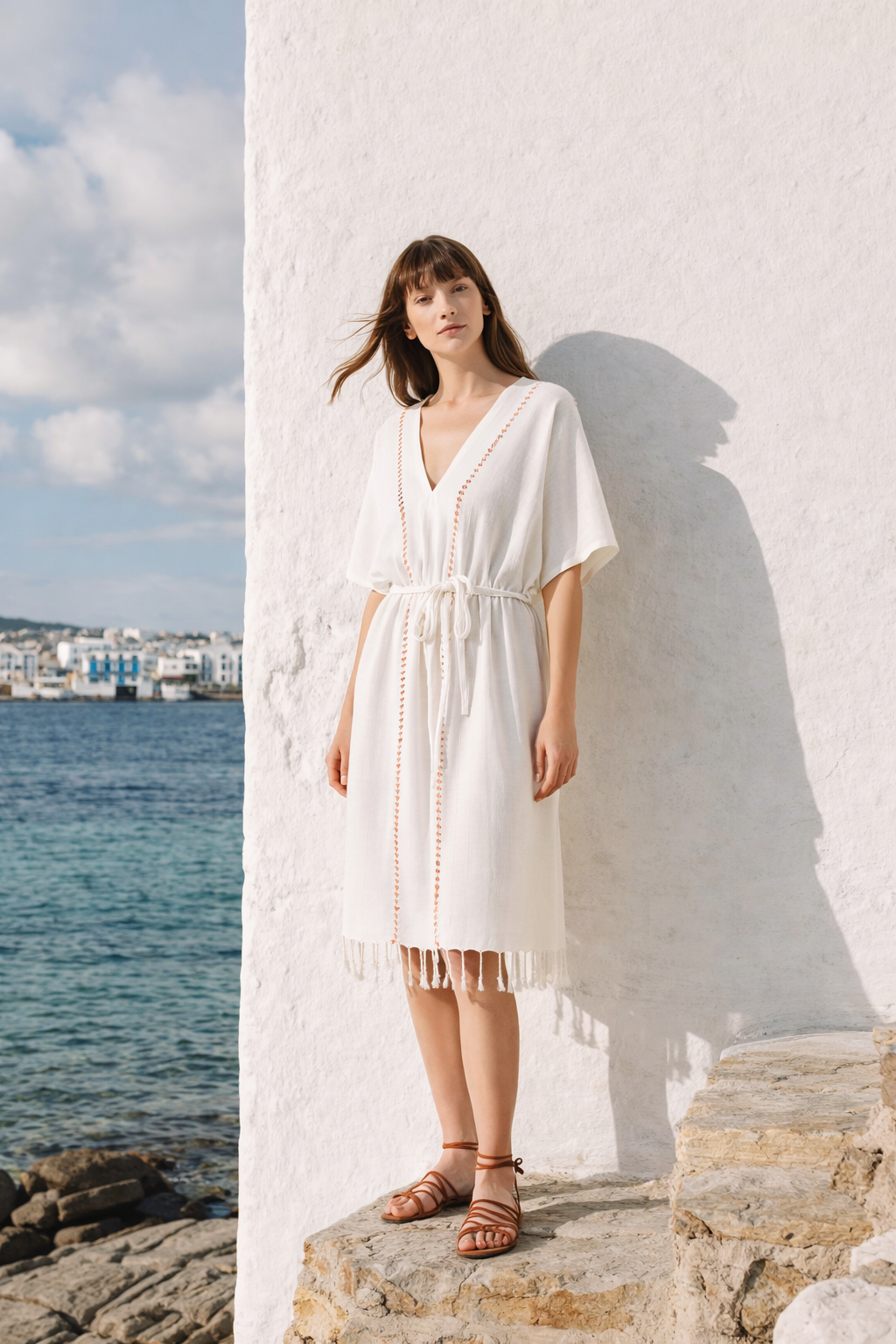 İRYA-Serene Uzun Plaj Elbisesi - Turuncu Örgü Ajur-Elbise-1-roqelvaxirum.shop