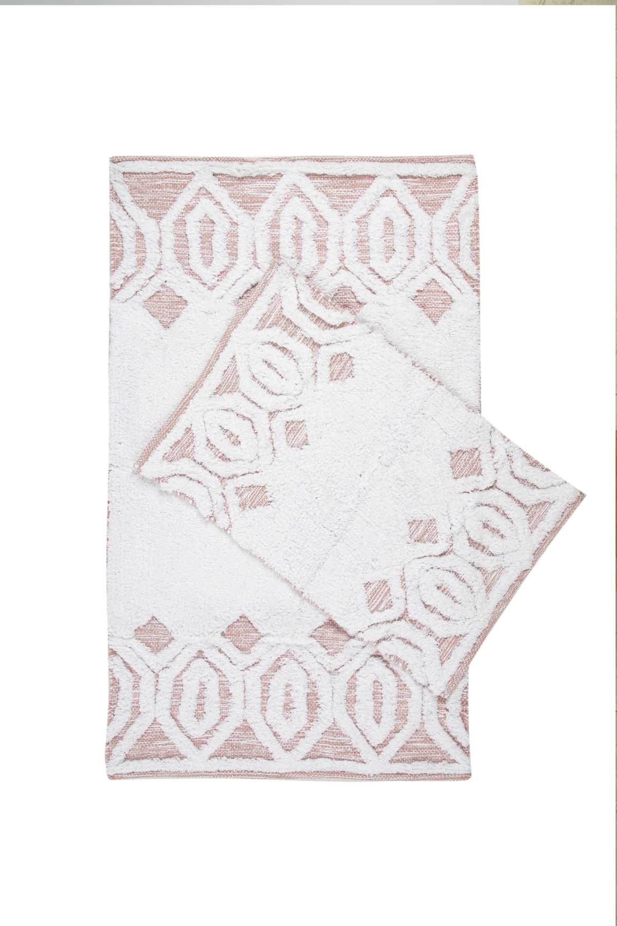İRYA-Sherry 2’Li Takım Banyo Paspası %100 Pamuk 40X60 + 60X90 Pembe-Paspas-2-roqelvaxirum.shop