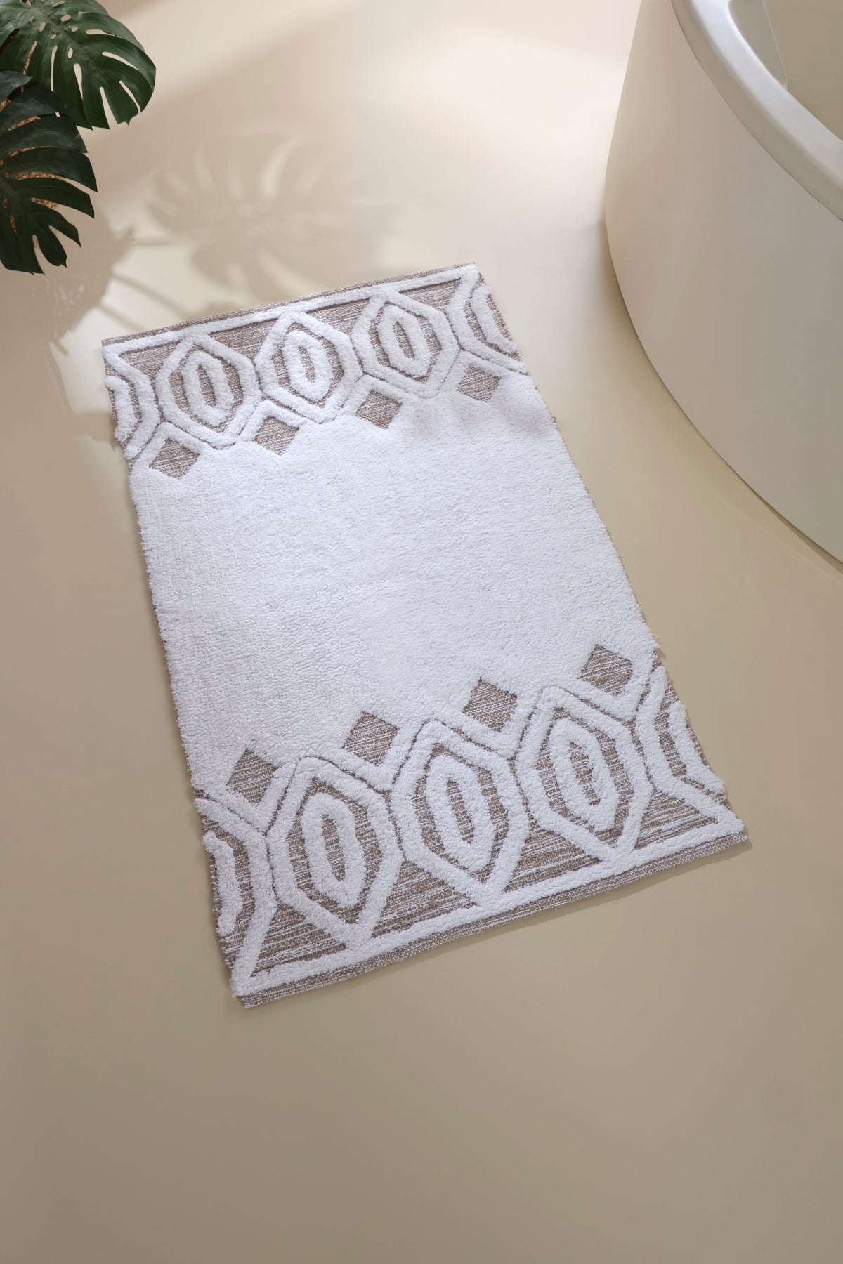 İRYA-Sherry Tekli Banyo Paspası %100 Pamuk 70X110 Bej-Paspas-1-roqelvaxirum.shop
