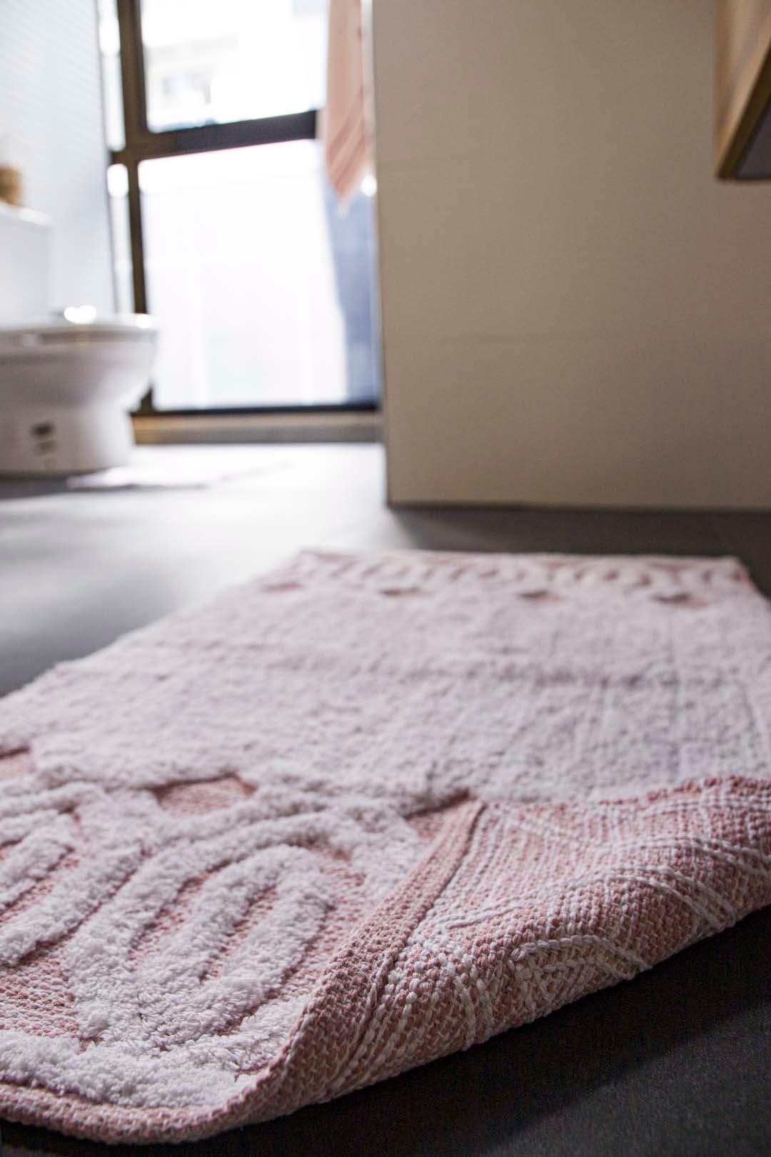 İRYA-Sherry Tekli Banyo Paspası %100 Pamuk 70X110 Pembe-Paspas-5-roqelvaxirum.shop