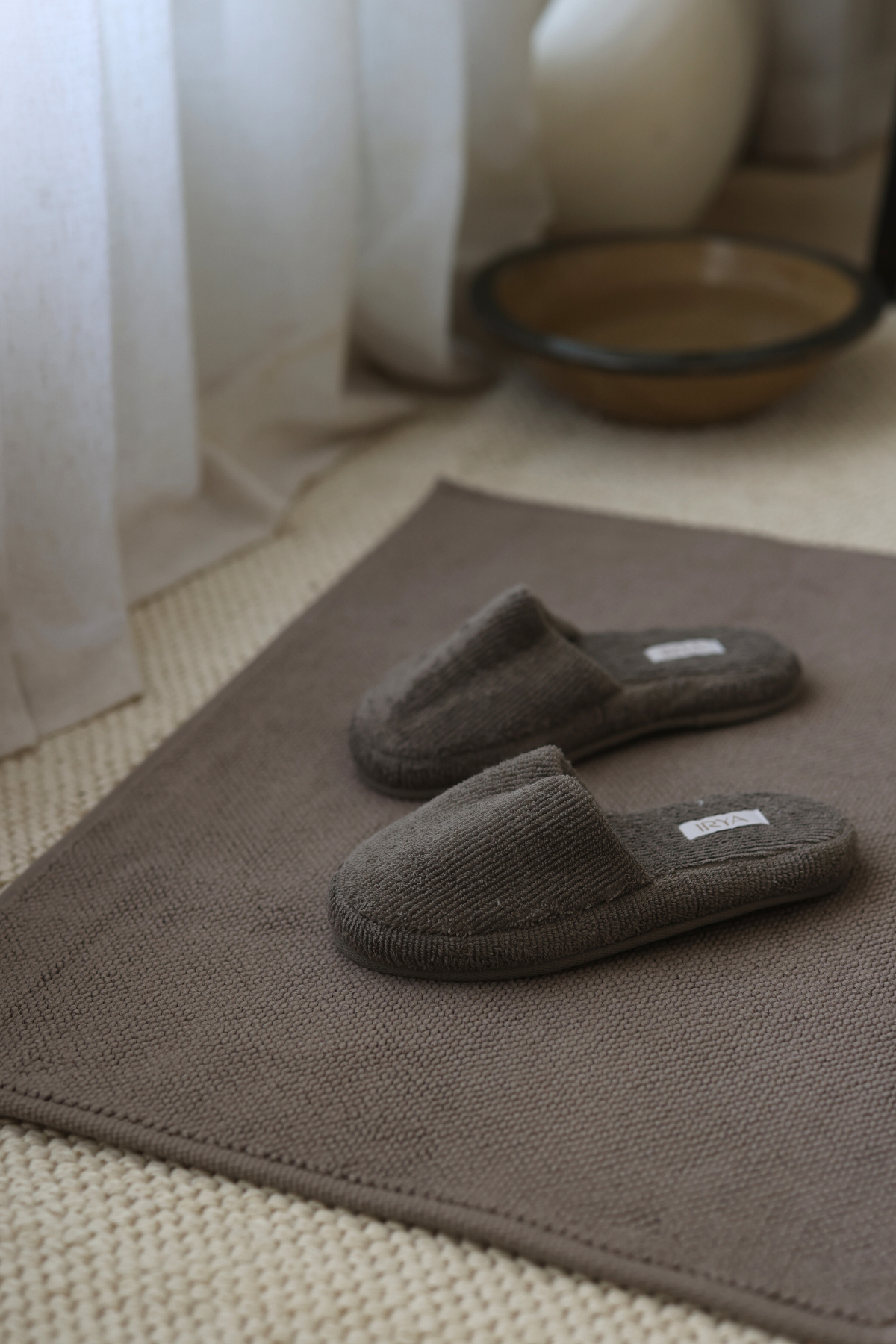 İRYA-Solena Unisex Kalın Tabanlı Havlu Terlik Gri-Sandalet & Terlik-4-roqelvaxirum.shop