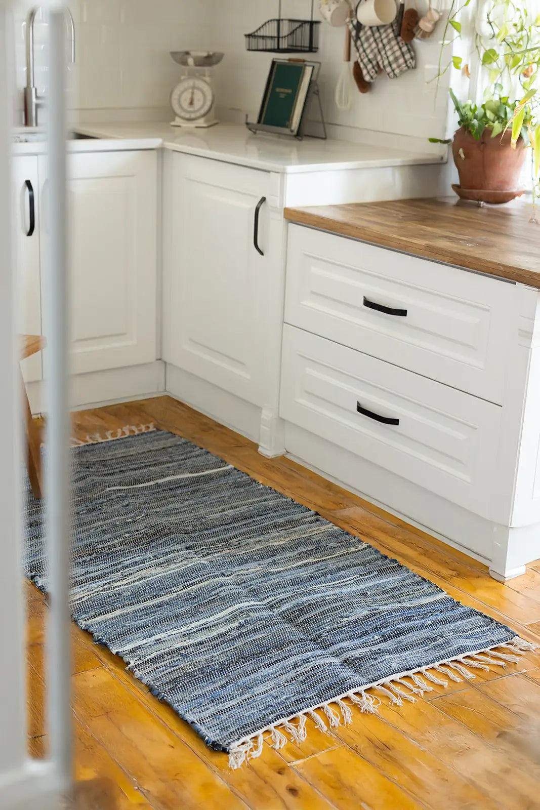 İRYA-Striped Denim Kilim Ekru/İNdigo 80X150-Kilim-1-roqelvaxirum.shop