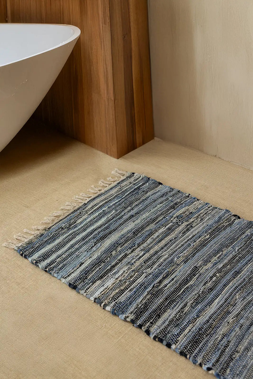 İRYA-Striped Denim Kilim Ekru/İNdigo 80X150-Kilim-2-roqelvaxirum.shop