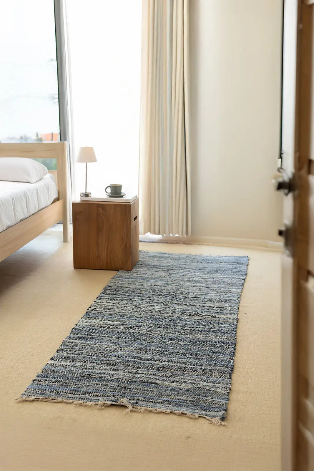 İRYA-Striped Denim Kilim Ekru/İNdigo 80X250-Kilim-1-roqelvaxirum.shop