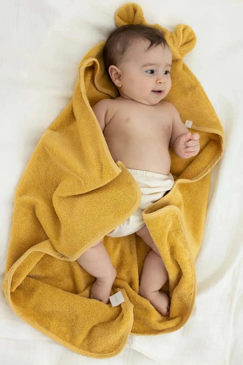 İRYA-Tiny Bear Organik Pamuk Bebek Kundak Hardal 75X75-Kundak-1-roqelvaxirum.shop