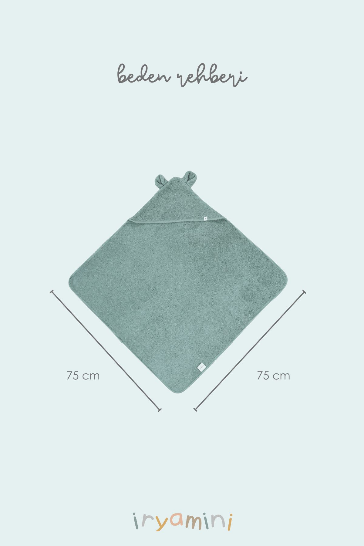 İRYA-Tiny Bear Organik Pamuk Bebek Kundak Mint 75X75-Kundak-5-roqelvaxirum.shop