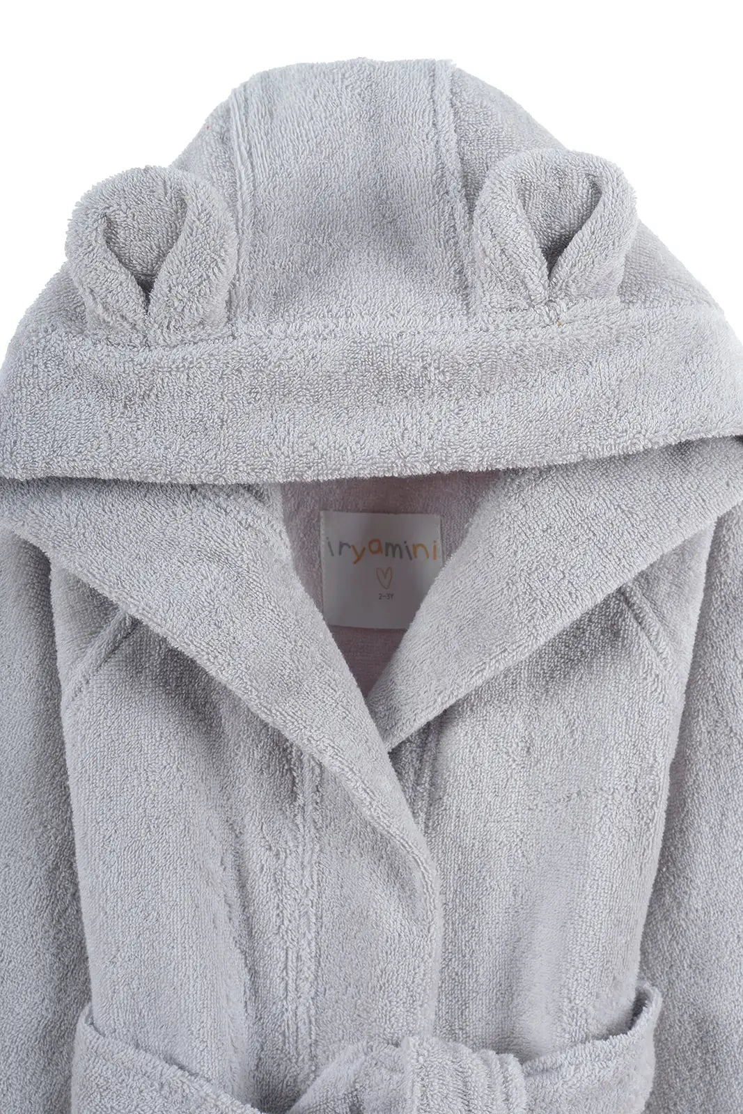 İRYA-Tiny Bear Organik Pamuk Çocuk Bornoz Gri-Bornoz-7-roqelvaxirum.shop