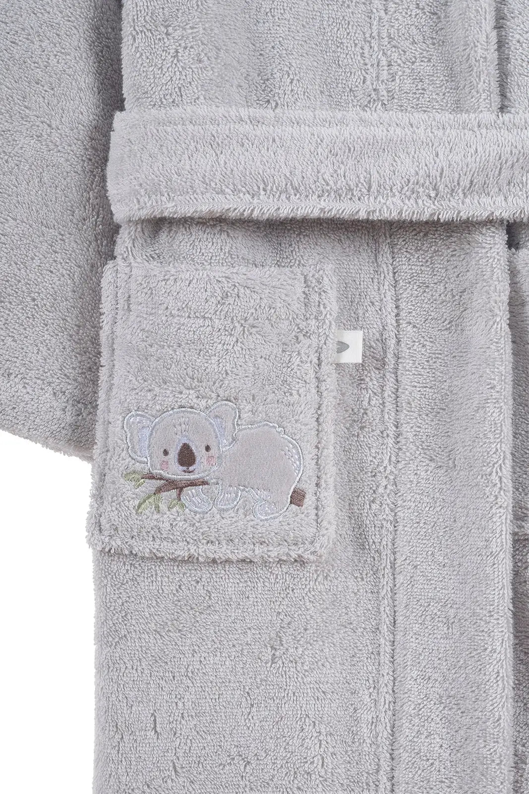 İRYA-Tiny Koala Organik Pamuk Nakışlı Çocuk Bornoz Gri-Bornoz-7-roqelvaxirum.shop
